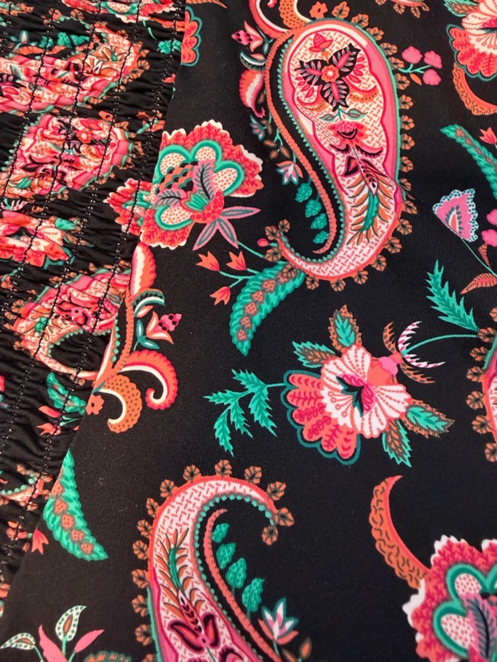 Lands End One Piece Swimsuit 3X 24W 26W Tummy Control Paisley Ruched Plus Size - Picture 8 of 8